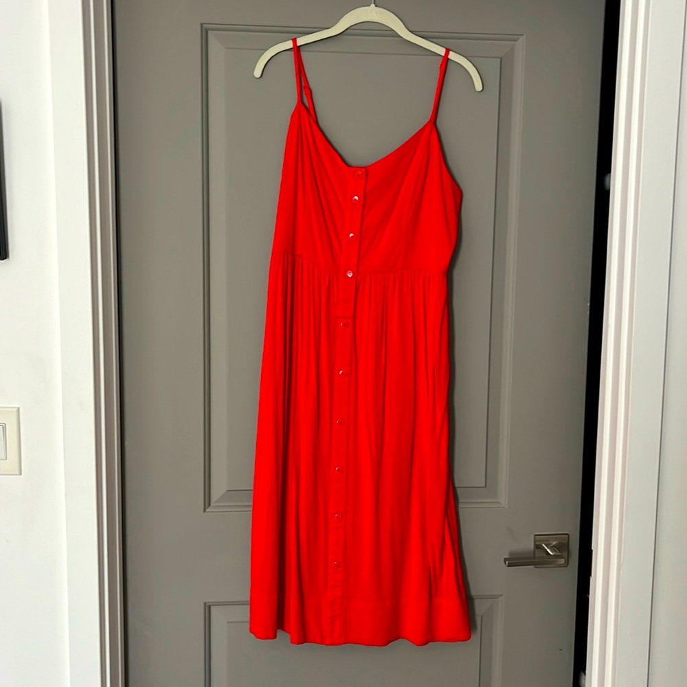 41 Hawthorn Red sleeveless midi dress.